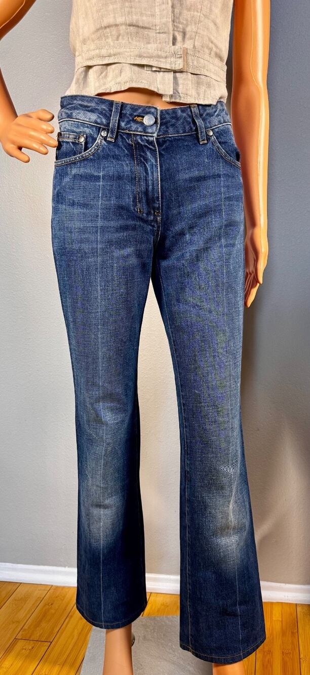 Extremely Rare Yves Saint Laurent YSL Logo Blue Denim Jeans Pants Size 30 Auth